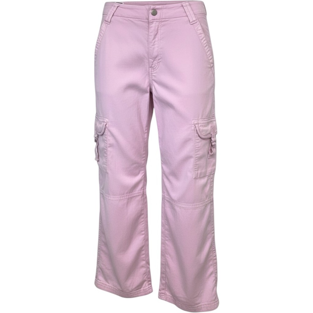 American Eagle High Rise Baggy Wide Leg Cargo Pants Pink 0 Short Stretch Lyocell